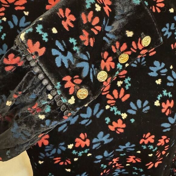 NEW Draper James Floral Velvet Shift Dress Black Red Blue Size XS - Picture 4 of 7